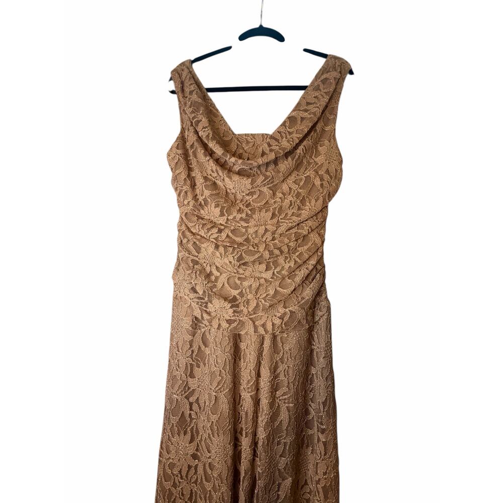 NW Taupe Nightway Lace Gown - Size 10 - Picture 6 of 16